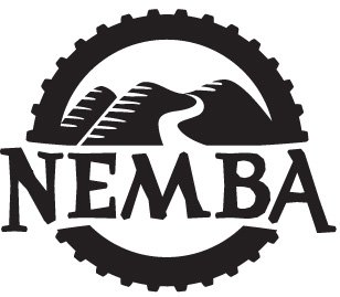 Graphic of NEMBA organization logo which is a silhouette of a mountain with a trail path going up the mountain.